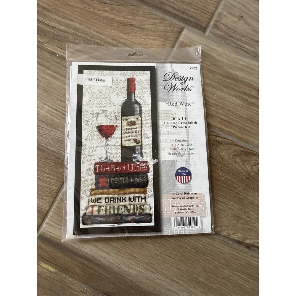 Design‎ Works RED WINE Counted Cross Stitch Picture Kit SEALED 6